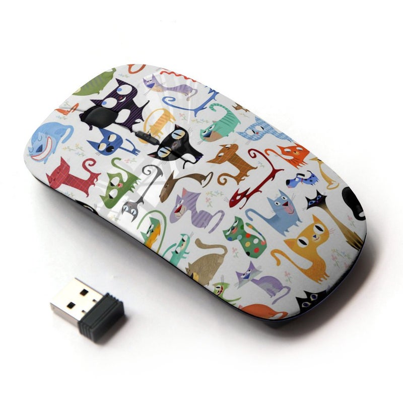 KOOLmouse [ Optical 2.4G Wireless Mouse [ Abstract Cat Pattern White Kittens ] - Image 1
